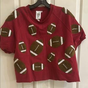 QUEEN OF SPARKLES Maroon and Brown Football Sweatshirt